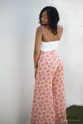 Samira - Pantalon fluide en voile imprimé